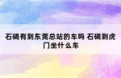 石碣有到东莞总站的车吗 石碣到虎门坐什么车